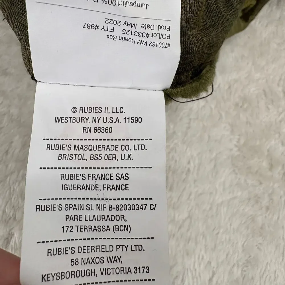 Rubies Roarin Rex Dinosaur Costume Kids 3-4T Green Plush T-Rex Halloween